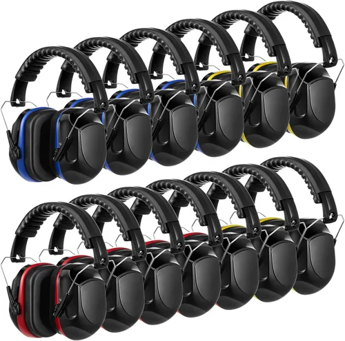 Miniatura 10 de Amylove 12 unidades de protección auditiva para adultos y niños, auriculares con cancelación de ruido, orejeras de tiro a granel con reducción