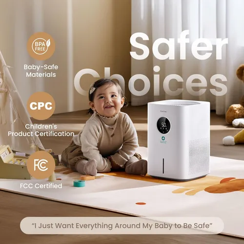 Miniatura 3 de Provirtec Humidificador evaporativo Pro Baby para dormitorio, sin niebla y sin polvo blanco, sin BPA y 16 dB, sueño silencioso para niños, 3 modos