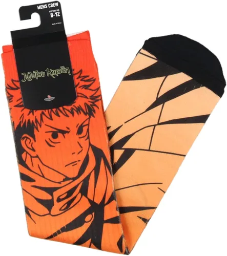 Miniatura 3 de Bioworld Jujutsu Kaisen - Calcetines de anime para hombre Yuji Itadori con personajes sublimados, Naranja