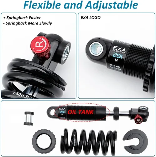Miniatura 4 de JFOYH Amortiguador de Bobina+Aceite Hidráulico con Amortiguación Ajustable para MTB/Bici E/Scooters, 125MM/150MM/165MM/190MM 250KG/453KG/680KG