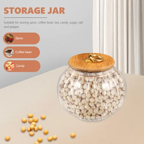 Miniatura 3 de PRETYZOOM Recipiente de cristal en forma de calabaza, tarro de almacenamiento transparente de 27.1 fl oz/27 oz con tapa hermética, tarro de dulces
