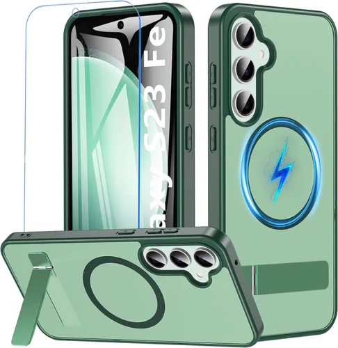 Miniatura 18 de OWKEY Funda para Samsung Galaxy A37/A36 Bark Phone Pro 5G con soporte, magnética, a prueba de golpes, para Magsafe translúcida mate, transparente