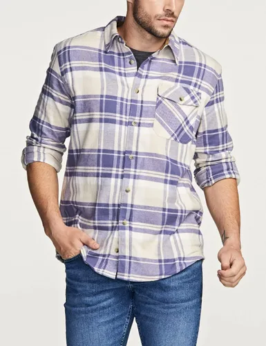 Miniatura 5 de CQR - Camisa de franela de algodón a cuadros con botones y manga larga para hombre, algodón cepillado suave, camisa de estilo informal