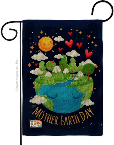 Breeze Decor - Bandera inspiradora de la madre tierra para jardín, colección de expresión, planeta, paz, medio ambiente, concienciación, pequeño