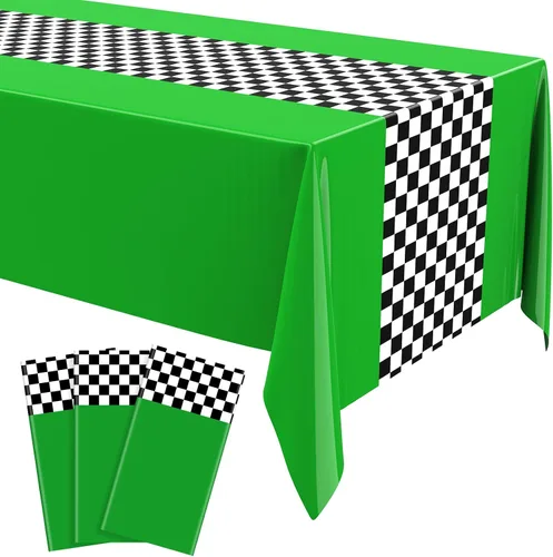 Miniatura 8 de Irenare 3 manteles para fiesta de cumpleaños de coche, decoraciones para fiesta de carreras, mantel de carretera, cubierta de mesa para pista