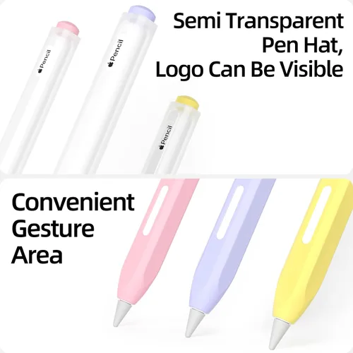 Miniatura 4 de Paquete de 3 estuches compatibles con Apple Pencil Pro/2ª generación, silicona translúcida, carga magnética [con 10 fundas de silicona]