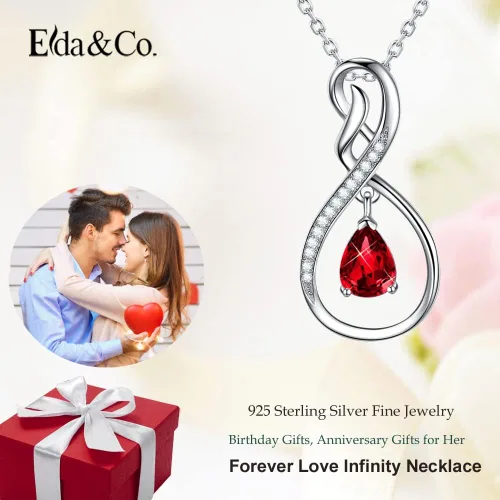 Miniatura 2 de ELDA & CO. Regalos de cumpleaños, collar infinito de plata de ley 925 con piedras natales de octubre y noviembre, turmalina rosa, citrino, regalos