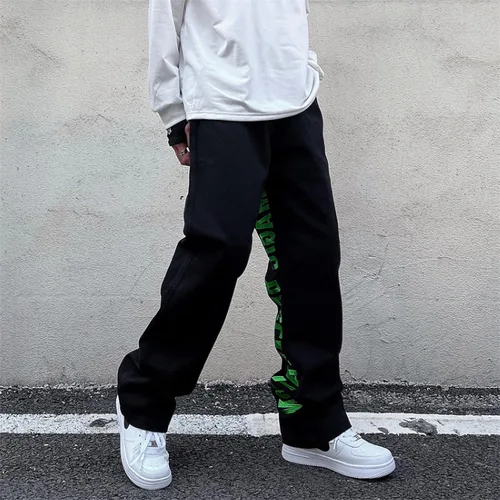 Miniatura 2 de Pantalones de mezclilla para hombre con estampado callejero, sueltos, estilo hip hop, rectos, vintage, holgados, pantalones largos, ropa de calle