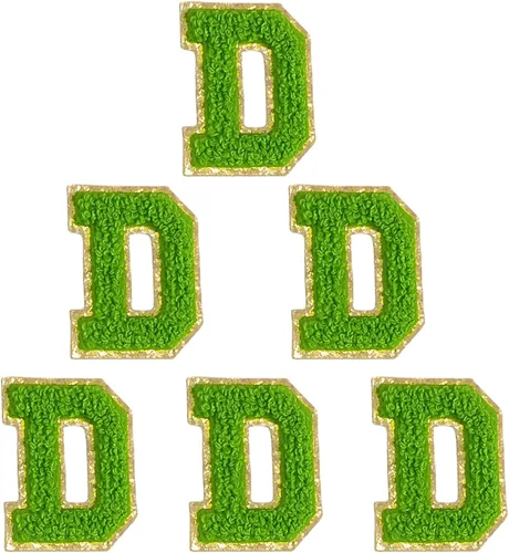 Miniatura 45 de 6 piezas de parches de letras de chenilla autoadhesivas, parches de letras preppy de 2 pulgadas para bolsos, ropa y sombreros, grandes pegatinas