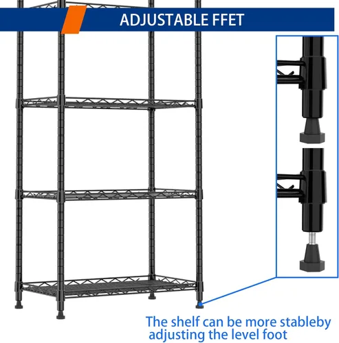 Miniatura 8 de REGILLER Estantería de alambre de acero con 6 estantes, unidad de almacenamiento ajustable para lavandería, baño, cocina, despensa, armario