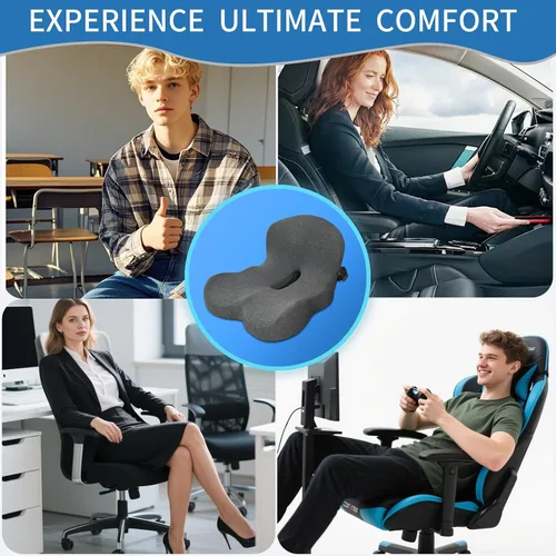 Miniatura 7 de Cojín de asiento de espuma viscoelástica, cojín para silla de oficina con soporte lumbar para aliviar la presión de la espalda, cojín de asiento