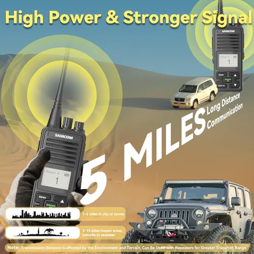 Miniatura 3 de SAMCOM FPCN10A - Radio bidireccional de largo alcance con micrófono de altavoz impermeable, walkie talkies resistentes, 20 canales UHF, batería