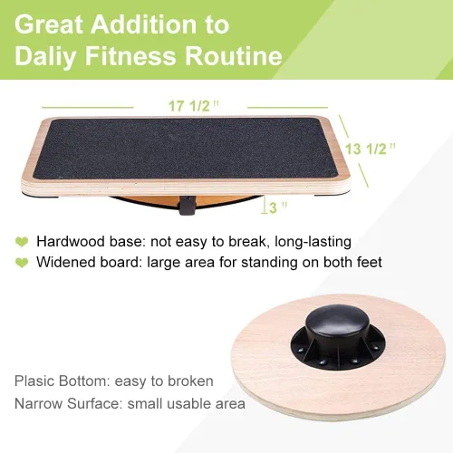 Miniatura 2 de StrongTek Tabla de Equilibrio de Madera Profesional, Tabla Basculante, Accesorio de Escritorio de Pie de Madera, Tabla de Equilibrio para Debajo