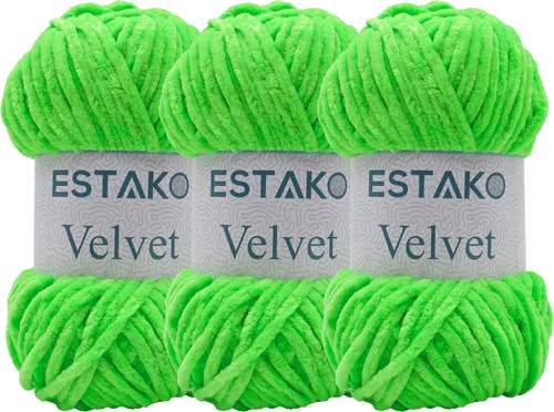 Miniatura 46 de Estako Manta de felpilla de terciopelo amigurumi para tejer y tejer, súper voluminosa, 3.53 oz (132 yardas) (1710 - naranja)
