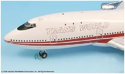 Miniatura 4 de TWA Boeing esquema Trans World Airlines Boeing 747-100 modelo miniatura N93115 Diecast 1:200 Parte # A012-IF741010