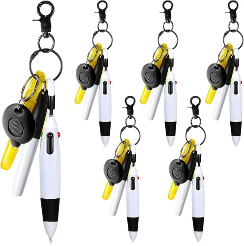 30 piezas de clip retráctil para bolígrafo de lanzadera con mini resaltador, bolígrafo de insignia de enfermera, marcador de neón, llavero LED, clip