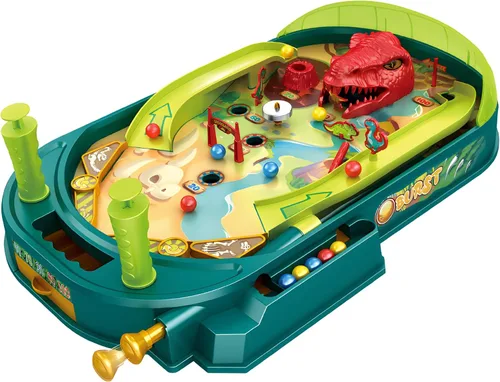 Miniatura 9 de Battle Pinball Machine - Juego de arcade de mesa con obstáculos, lanzador de barra de tracción, aletas y objetivos de puntuación, mini pinball de 1