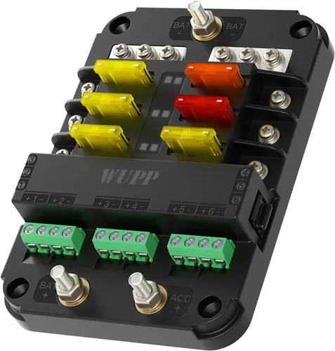 Miniatura 8 de WUPP Bloque de fusibles de 12 voltios, panel de fusibles impermeable para barco con indicador de advertencia LED, cubierta a prueba de humedad, 6