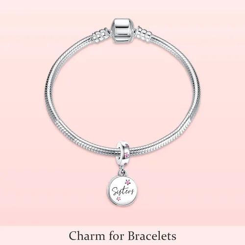 Miniatura 4 de EZ Tuxedo Forever Sister - Dijes colgantes de plata de ley 925 para pulseras, Metal, circonita