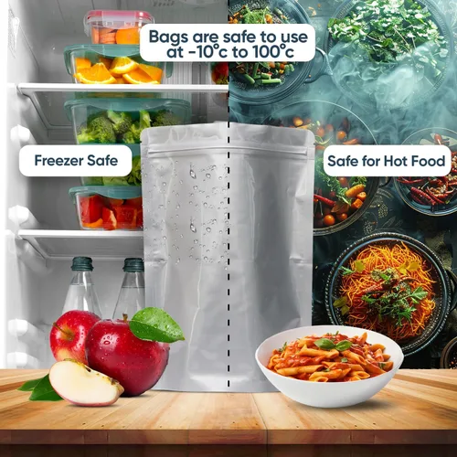 Miniatura 6 de 50 bolsas de Mylar para almacenamiento de alimentos, bolsas de Mylar de 0.5 y 1 galón con absorbentes de oxígeno de 400 cc - 9.4 mil extra gruesas