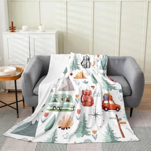 Miniatura 11 de Erosebridal American Flag Blanket 40x50 Army Green Camo Flannel Blanket for Bed Sofa Crib Bear Claw Hunting Theme Bedroom Decor Camoflage Camping