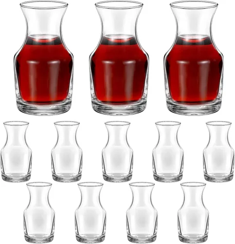 Miniatura 14 de Remagr Paquete de 3 Jarras de Vino de Vidrio de Una Sola Porción Pequeñas Mini Jarras Decantador de Vino Individual de Repuesto para Cenas, Fiestas