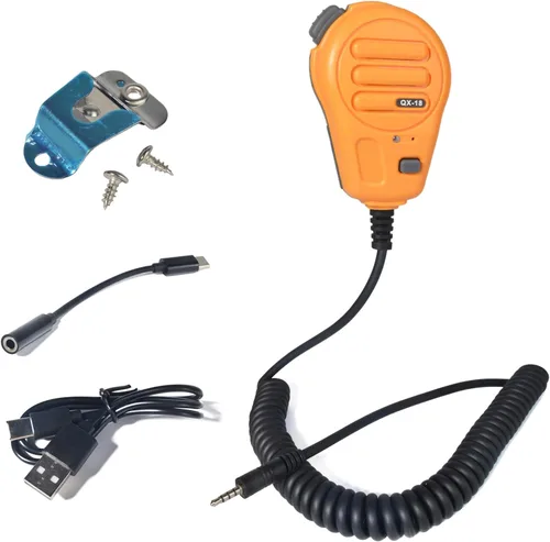 Miniatura 7 de PTT - Micrófono con cable para la aplicación ZELLO, compatible con iOS y Android con batería de 800 mAh, cable de carga, adaptador tipo C, soporte