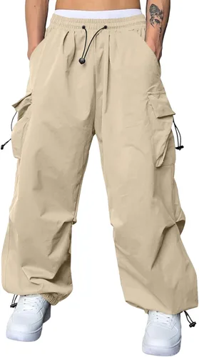 Miniatura 11 de JMIERR Pantalones Cargo Holgados para Hombre de Moda Casuales Pantalón de Paracaídas Ajuste Holgado Harem Joggers con Bolsillos para Ropa Urbana