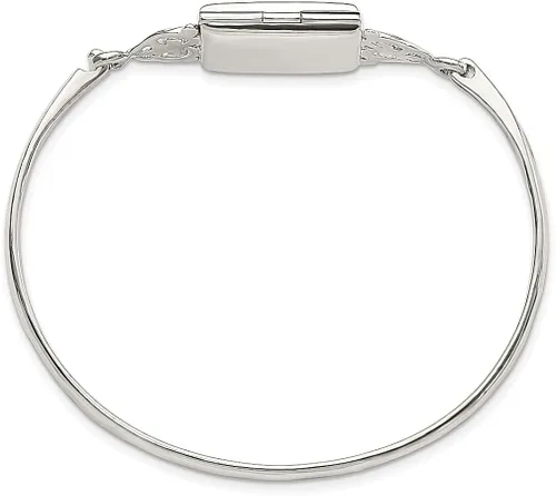 Miniatura 2 de Pulsera rectangular de plata de ley 925 de 0.787in con medallón de plata de ley 925 con cierre de gancho de identificación apilable para mujer
