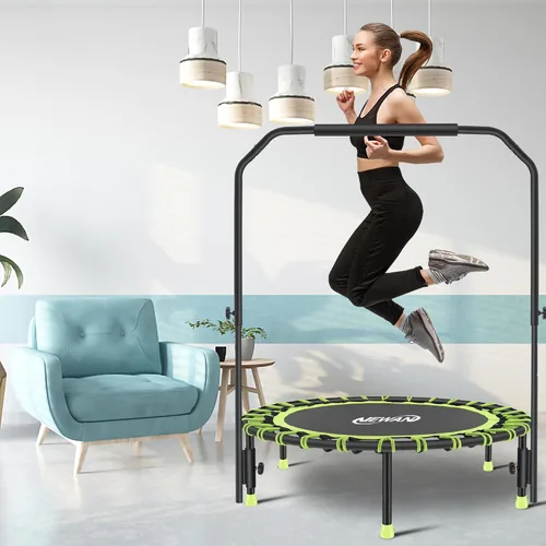 Miniatura 7 de Newan Mini trampolín silencioso de 40" con barra de mango ajustable, trampolín de fitness, reboteador bungee, entrenador de salto cardiovascular