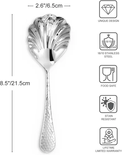 Miniatura 2 de KEAWELL Cuchara martillada prémium para verduras de 8.5 pulgadas, acero inoxidable 18/10, exquisita mezcla de elegancia y funcionalidad, apta