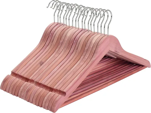 Miniatura 9 de TOPIA HANGER Perchas de madera de cedro rojo americano, paquete de 30 perchas para armario, perchas de madera para trajes con muescas de corte