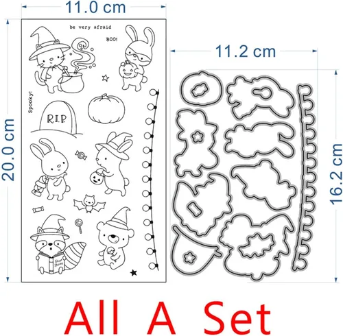 Miniatura 2 de Juego de sellos y troqueles transparentes para fiesta de Halloween, para hacer tarjetas, plantillas de corte para álbumes de recortes, álbum