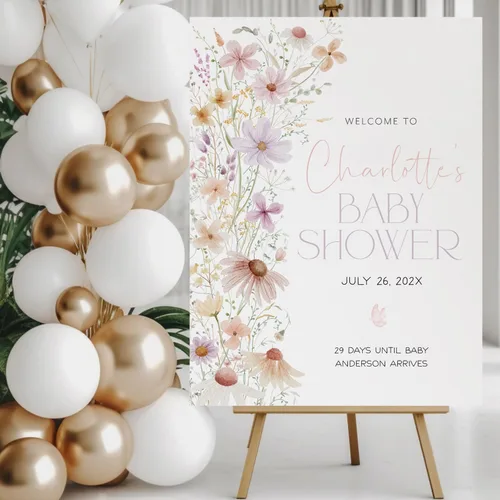 Miniatura 3 de Letrero personalizado de flores silvestres para baby shower, letrero de bienvenida para baby shower, decoración de fiesta de plástico con estacas