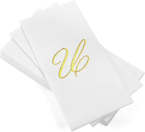 Miniatura 27 de AH AMERICAN HOMESTEAD Servilletas desechables – Servilletas doradas con monograma para invitados, servilletas acolchadas como tela para baño