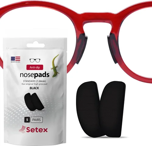 Setex Gecko Grip - Almohadillas antideslizantes para la nariz de 0.039 in, 5 pares negros fabricados en Estados Unidos, innovadoras fibras
