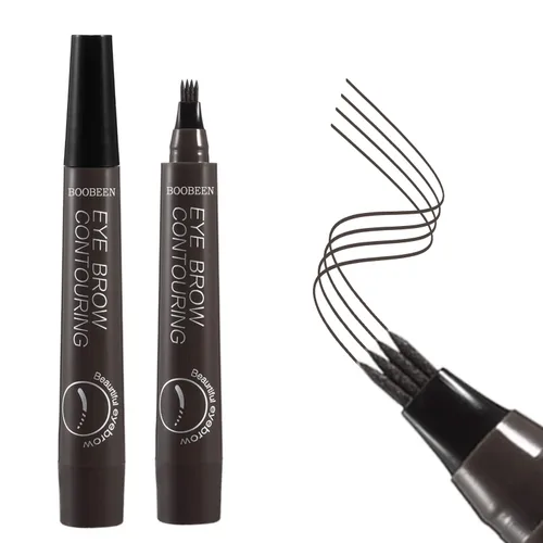 Miniatura 7 de Boobeen 2 lápices de cejas impermeables – Bolígrafo de tatuaje de cejas Microblading con un aplicador de punta de microhorquilla – Crea cejas