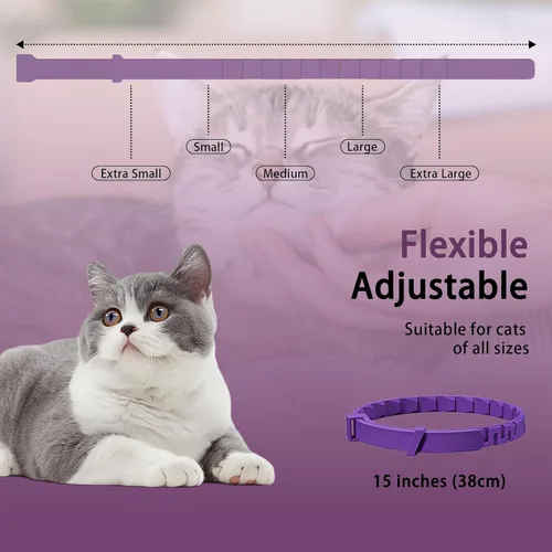 Miniatura 7 de Calming Collar for Cats, Pheromone Cat Calming Collar for Anxiety Relief & Stress, Adjustable Water Resistant Breakaway Calming Collars, Natural