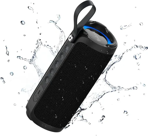 Bobtot Altavoz Bluetooth portátil, altavoz impermeable IPX6 con graves profundos, sonido fuerte de 15 W, RGB, tiempo de reproducción de 15 horas,