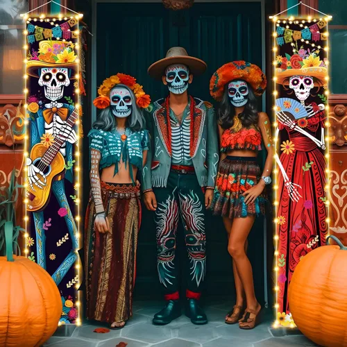 Miniatura 2 de Decoraciones de Halloween Día de los Muertos con luz para porche, decoración de Halloween, Día de los Muertos de México, carteles de porche