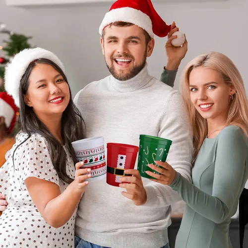 Miniatura 3 de Nuenen Paquete de 35 vasos de plástico de Navidad de 16 onzas, vasos desechables para estadios, tazas de Papá Noel, decoraciones de fiesta
