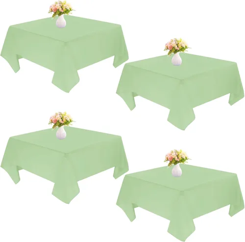 Miniatura 8 de Paquete de 4 manteles cuadrados de mesa de 52 x 52 pulgadas, mantel negro lavable a máquina, tela de poliéster, cubierta de mesa para comedor