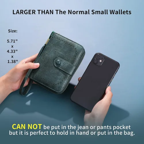 Miniatura 6 de GAEKEAO Leather Credit Card Holder Wallet for Women RFID Blocking Large Capacity Bifold Zipper Card Case Organizer with Wristlet 32 Slots
