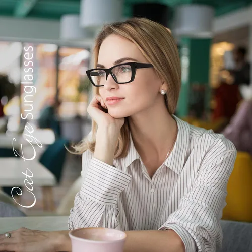 Miniatura 2 de WOWSUN Narrow Small Vintage Cat Eye Frames Eyeglasses for Women Retro Blue Light Blocking Computer Glasses