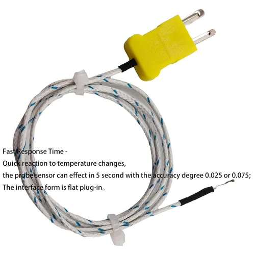 Miniatura 4 de 4 sondas de termopar tipo K de 1 M, sensor de temperatura de termopar tipo K con mini conector, rango de medición de línea de detección