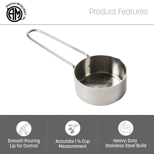 Miniatura 3 de American Metalcraft Taza medidora de acero inoxidable de 1-1/2 taza, plateada