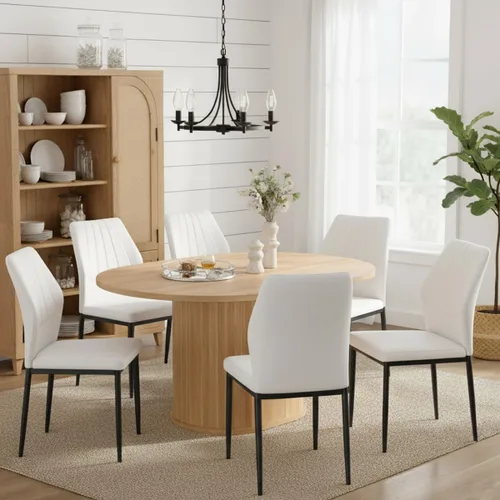 Miniatura 6 de Juego de 4 sillas de comedor negras, modernas sillas de cocina de piel sintética con cojín suave y patas de metal negro, impermeables y fáciles