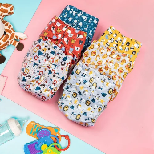 Miniatura 2 de Simple Being Pañales de tela reutilizables, doble refuerzo, talla única, lavables, suaves, absorbentes, impermeables, ecológicas, unisex, para bebé
