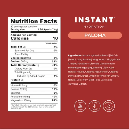 Miniatura 5 de Instant Hydration Paquetes de Polvo de Electrolitos - Mezcla de Bebida de Electrolitos Paloma - Sin Azúcar - Keto, Vegano, Sin Gluten, Sin OMG