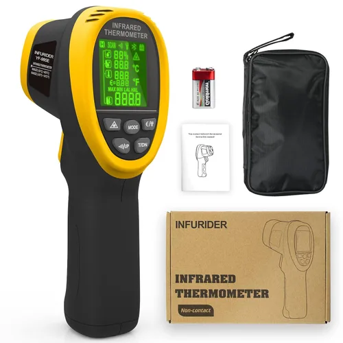 Miniatura 7 de Termómetro digital infrarrojo de -58 ℉ a 1472 ℉, pistola termómetro industrial INFURIDER 985E temperatura ambiente, humedad y punto de rocío